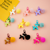 小众 珍珠气球小狗钥匙扣ins韩风高档小众串珠挂饰包包汽车挂件