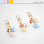 可爱许愿星星钥匙扣少女心情侣包包挂件百搭挂饰书包耳机汽车饰品