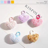 DIY可爱仿獭兔浅色豹纹汽车钥匙扣挂件毛绒玩偶公仔包包挂饰