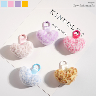 DIY可爱仿獭兔浅色豹纹汽车钥匙扣挂件毛绒玩偶公仔包包挂饰