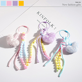 新款 新潮创意潮流钥匙扣挂件 缤纷浅色系爱心包挂锁包扣个性