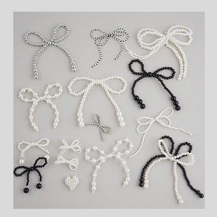 小红书手工简约百搭珍珠花朵蝴蝶结diy串珠头饰发饰钥匙扣材料