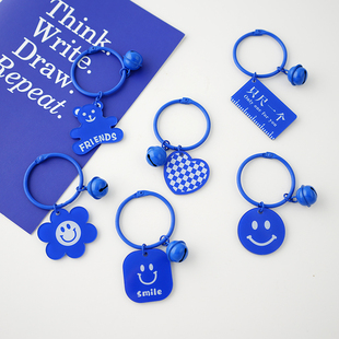 网红莱茵色系亚克力双面牌钥匙扣精致笑脸太阳花汽车挂饰链挂件