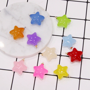 DIY配件星星吊饰饰品果酱色真果染色星星配件diy手工材料流苏