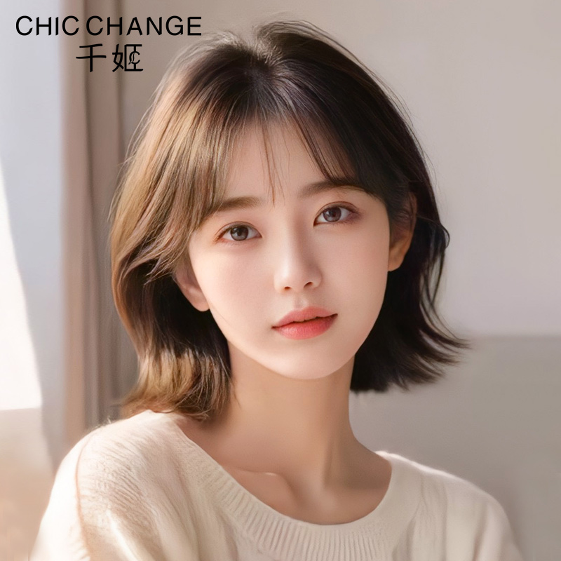 【博主同款】假发女微卷短发自然减龄全头套式全真人发女锁骨发套