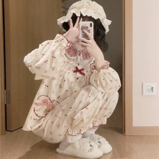 可爱长袖睡衣女秋冬季爆款公主风甜美洋气学生宽松外出居家服套装