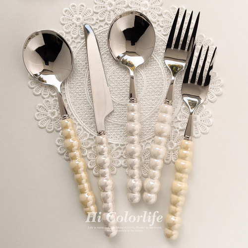 喝彩生活304珍珠柄不锈钢刀叉勺