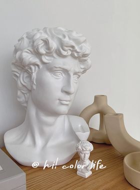 15-60cm大卫树脂石膏头像北欧桌面人物雕像玄关家居饰品摄影摆件