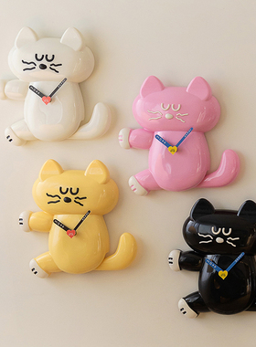 韩国RomaneAland联名摆尾猫挂钟