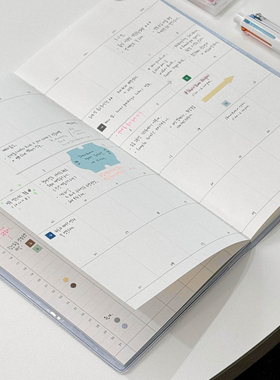 韩国flagg月计划线装记事本 25年新品不湮纸网格笔记本 PVC封面套