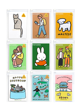 韩国ZEROPERZERO 首尔母女生日猫咪装饰卡片明信片套装 送收纳袋