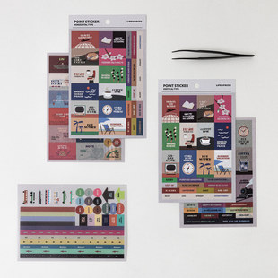 饰贴纸套装 重点咕卡手账日记装 work 韩国live