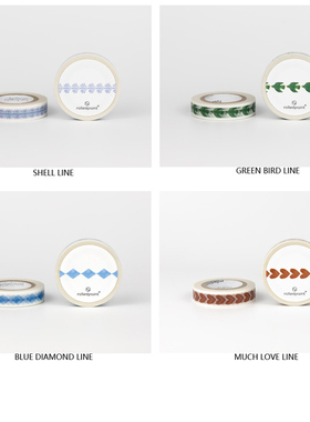 韩国Rolledpaint 菱形爱心字母贝壳纹纸质装饰胶带 手帐拼贴素材