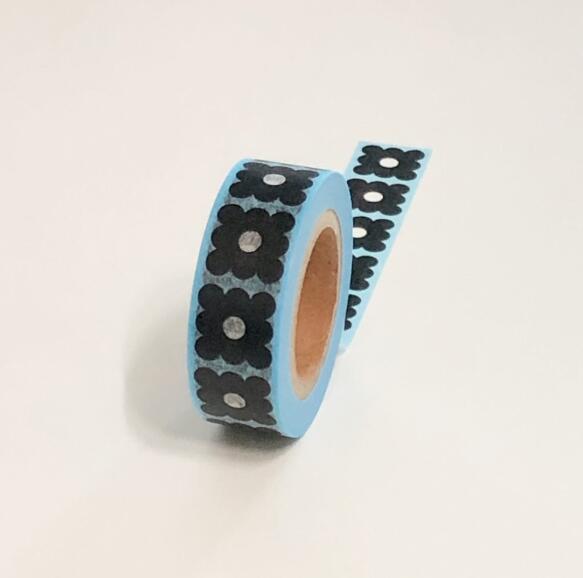 韩国Malgrecela黑色花朵胶带