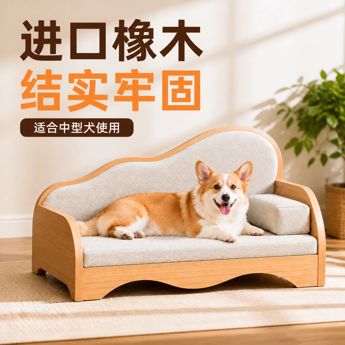 实木狗狗床沙发贵妃椅宠物四季通用狗窝中型小型犬躺椅小狗床行军