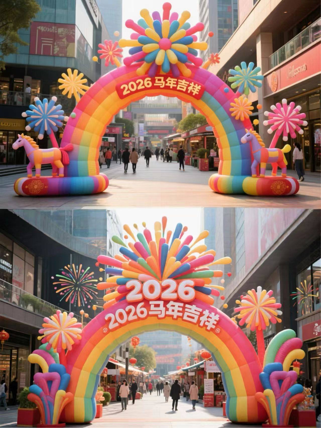 充气网红美陈打卡通毛绒定制爱心印字广告气模花朵造型国庆中秋节