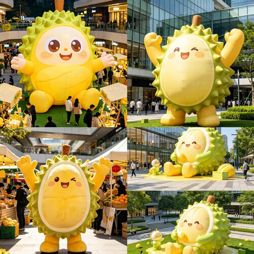 充气网红美陈打卡通毛绒定制爱心广告活动气模花朵节日榴莲造型