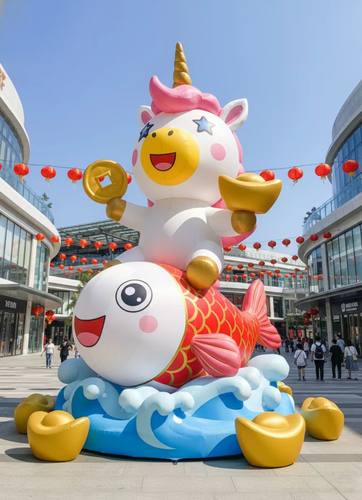 充气网红美陈打卡通毛绒定制爱心印字广告气模花朵造型国庆中秋节