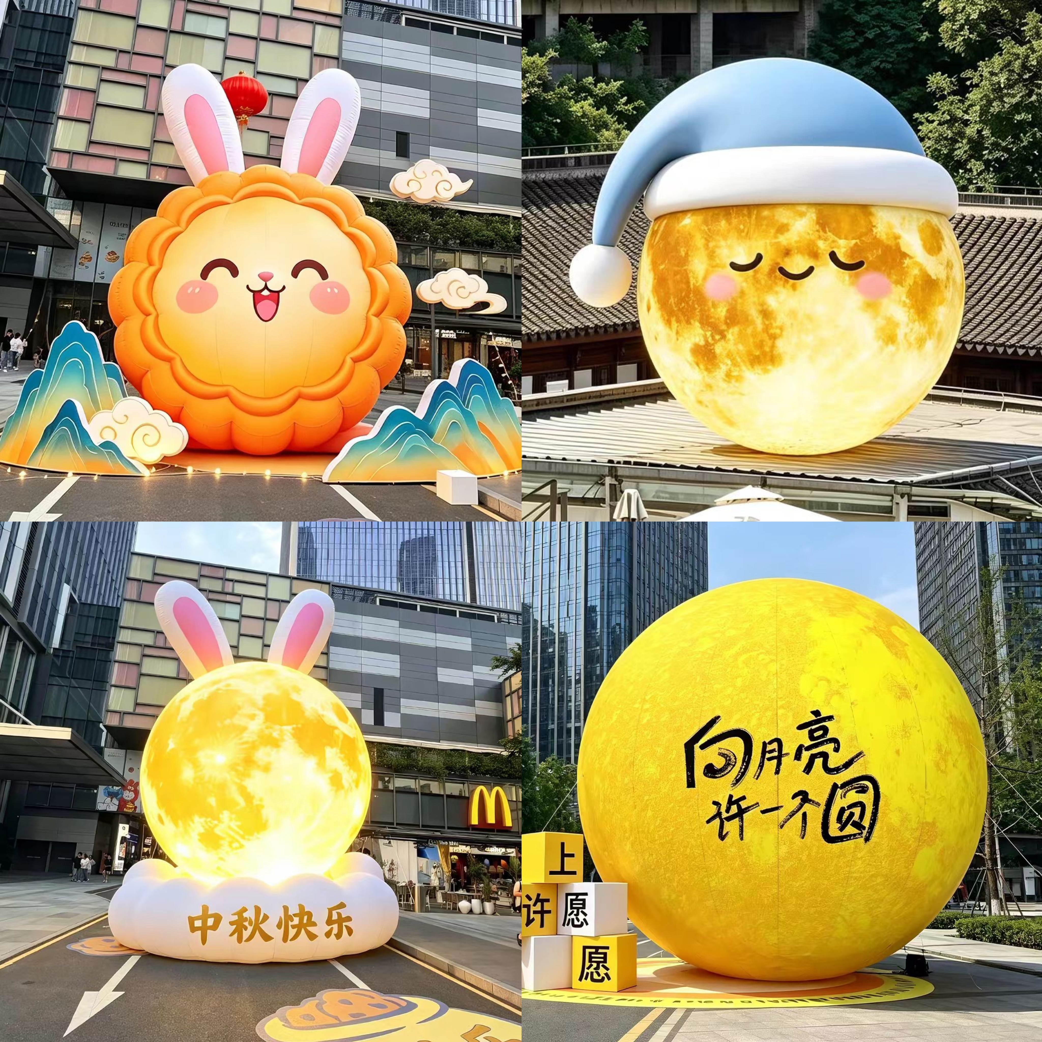 充气月球气模中秋节网红玉兔月兔充气气模