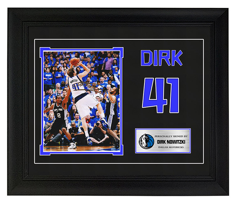 德克诺维茨基签名照片 诺维斯基签名照周边 小牛 裱框 含证书