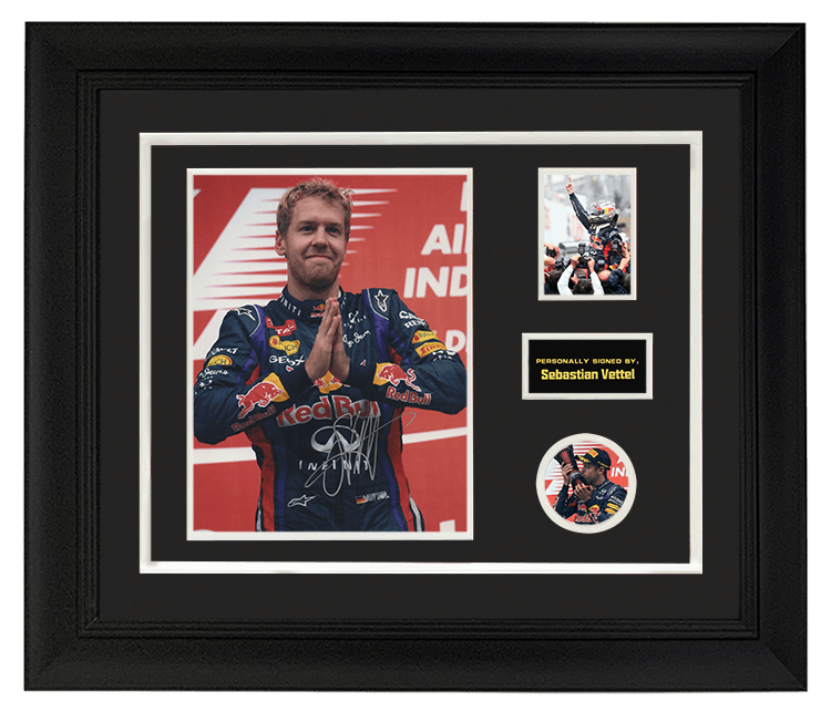 现货收藏 f1 塞巴斯蒂安维特尔 亲笔签名照片 含证书裱框