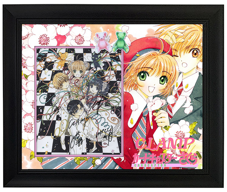 clamp 魔卡少女樱作者 百变小樱 亲笔签名照片 裱框含sa证书收藏