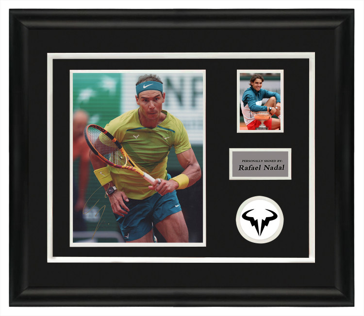 网球选手红土之王拉斐尔纳达尔亲笔签名照片含证书裱框