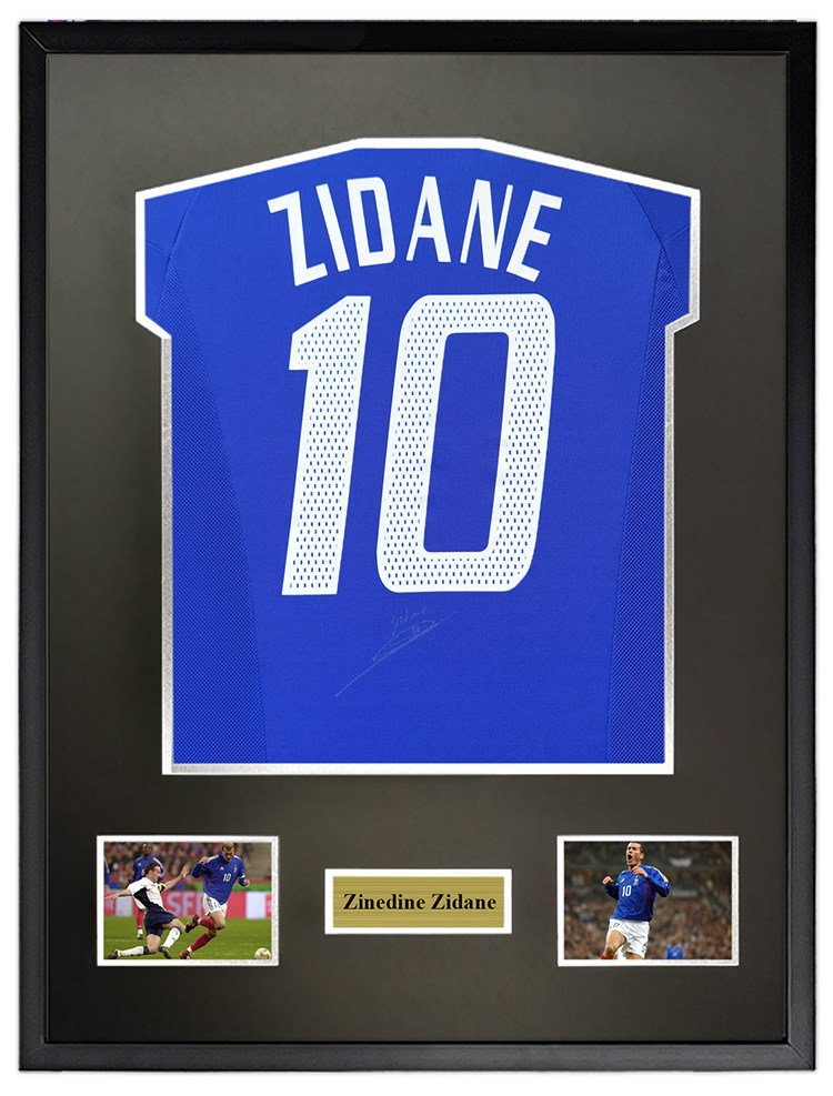 齐达内 2002世界杯法国国家队 齐祖 亲笔签名足球服球衣 含sa证书裱框