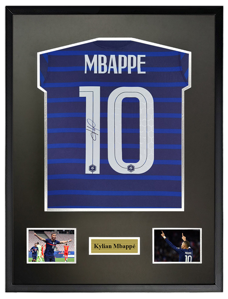 姆巴佩 2021欧洲杯法国队亲笔签名足球服球衣 含sa证书裱框