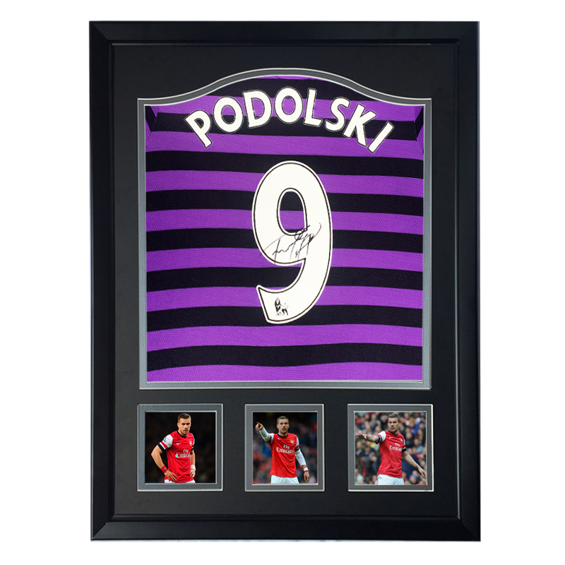 阿森纳 卢卡斯 波多尔斯基 亲笔签名足球服球衣 含sa证书 裱框