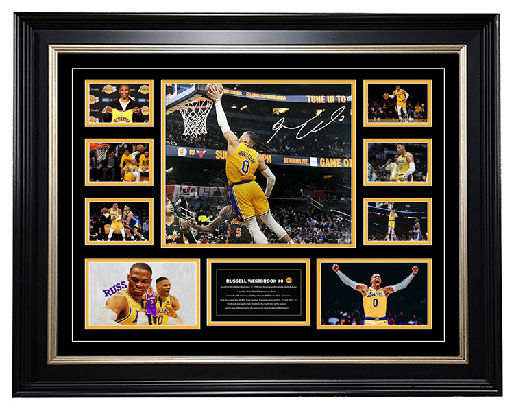 湖人队威斯布鲁克签名照片 威少 精裱框 带证书 珍藏