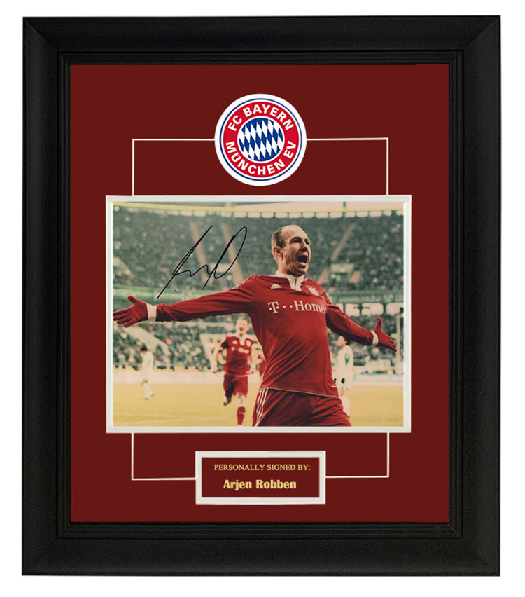 收藏 阿尔杰罗本 亲笔签名 照片裱框 含sa证书 拜仁慕尼黑 小飞侠