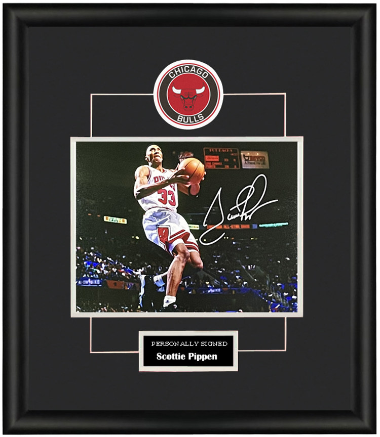 收藏 斯科蒂 皮蓬 亲笔签名 照片裱框 含sa证书 公牛王朝