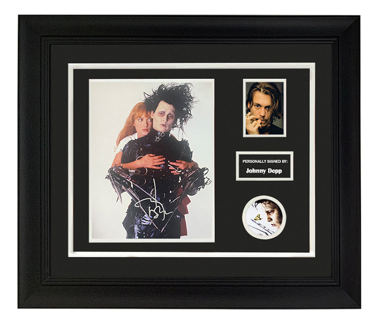 收藏 约翰尼德普 亲笔签名照片裱框 含sa证书 剪刀手爱德华