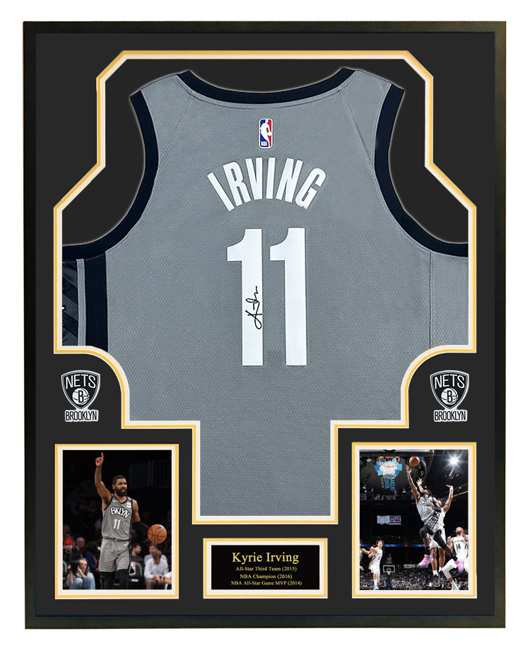 欧文亲笔签名篮网队11号球衣 灰色复古版 含证书 裱框