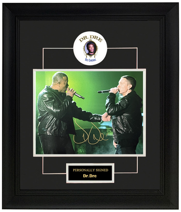 德瑞博士 dr.dre 亲笔签名 照片裱框 含sa证书 格美莱 埃米纳姆