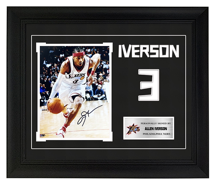 答案 费城76人队 艾弗森亲笔签名照片 含证书 装裱收藏