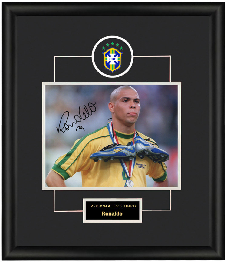 收藏 大罗 罗纳尔多 亲笔签名 照片裱框 含sa证书 巴西队 外星人