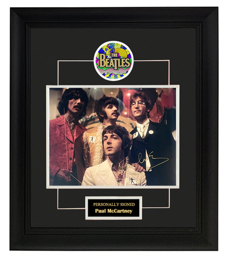 保罗麦卡特尼 含sa证书  亲笔签名 照片裱框 披头士the beatles