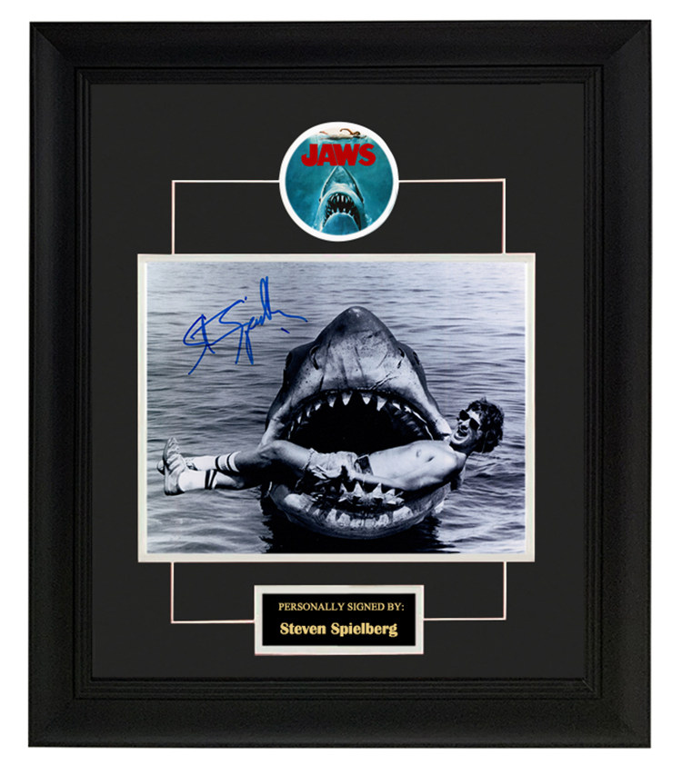 收藏 斯皮尔伯格 亲笔签名 照片裱框 含sa证书 大白鲨 导演