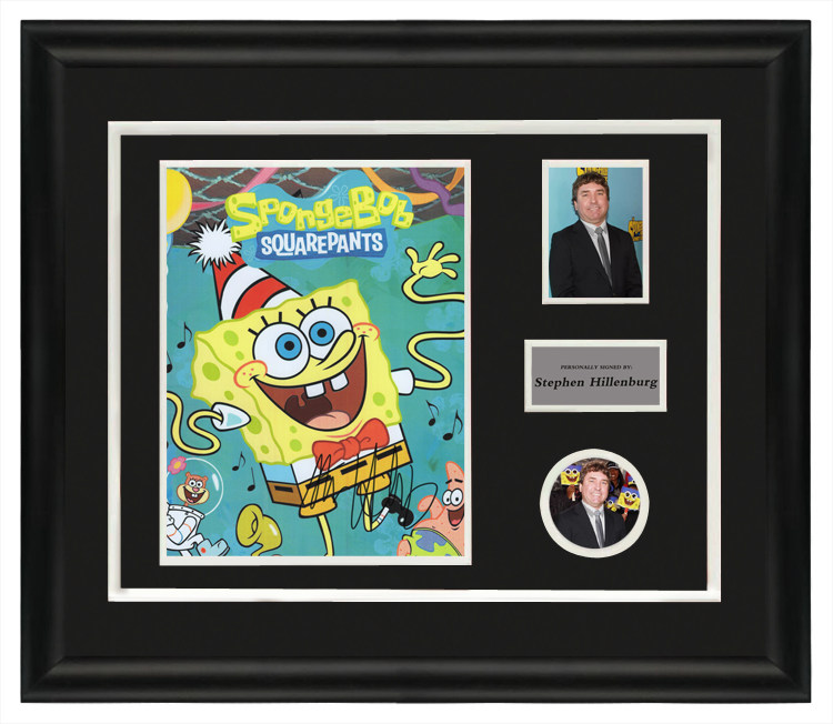 海绵宝宝作者史蒂芬海伦伯格亲笔签名照片含证书裱框