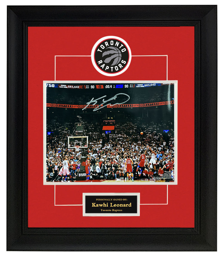 伦纳德亲笔签名照片 小卡 猛龙队 绝杀76人 裱框 含证书 珍藏