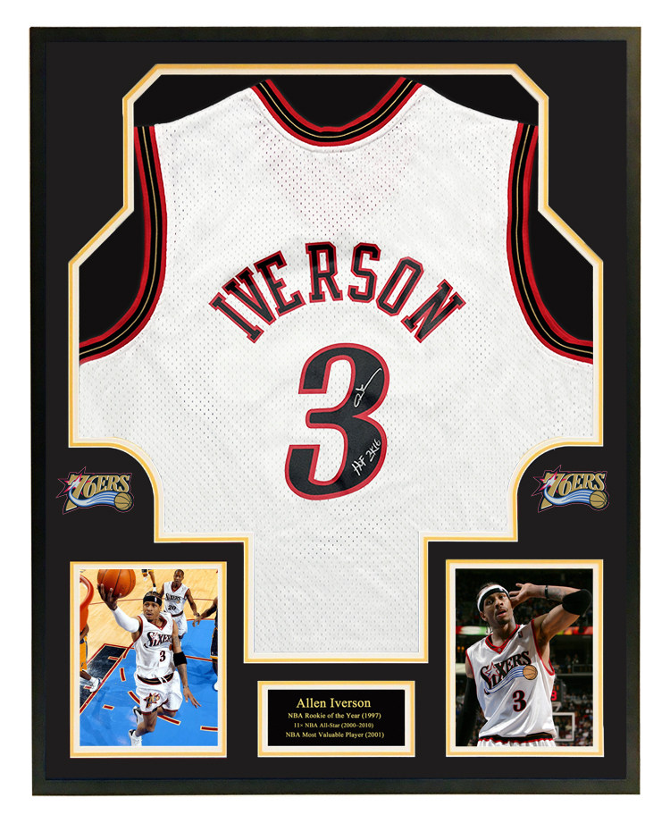 艾弗森亲笔签名球衣 76人队 加签描述hof名人堂 裱框 带证书