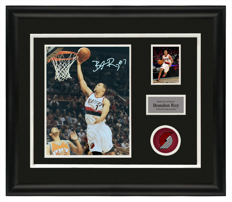 布兰顿罗伊 亲笔签名照片 开拓者队7号 裱框带证书