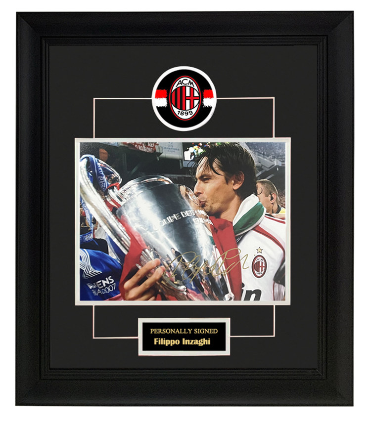 收藏 菲利普因扎吉 ac米兰 亲笔签名 照片裱框 含sa证书 欧冠夺冠