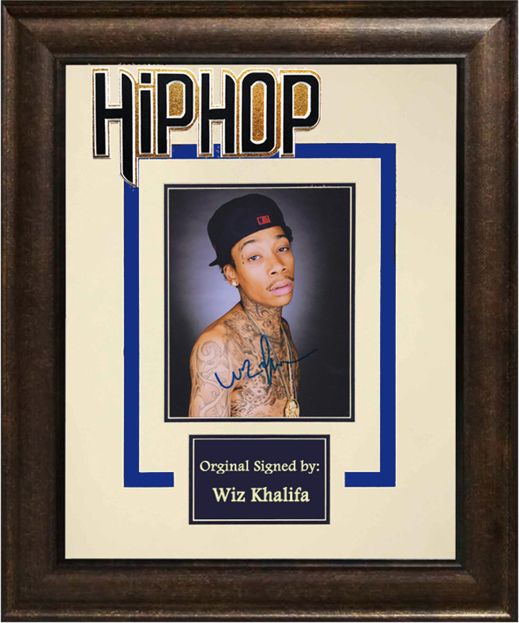 欧美说唱嘻哈歌手 维兹卡利法 亲笔签名 照片裱框 含证书 hiphop