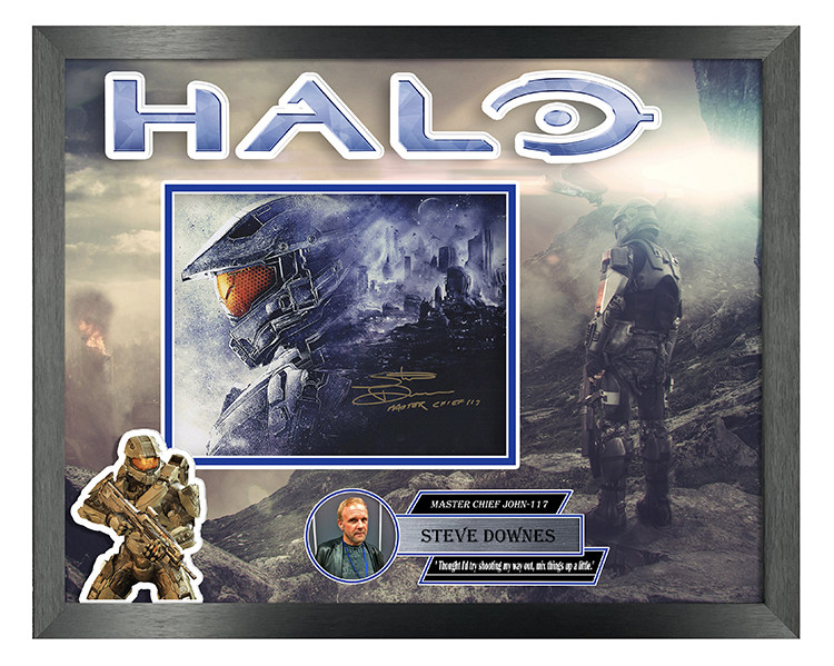 steve downes 亲笔签名照片裱框20寸 士官长约翰-117 光环halo 含sa