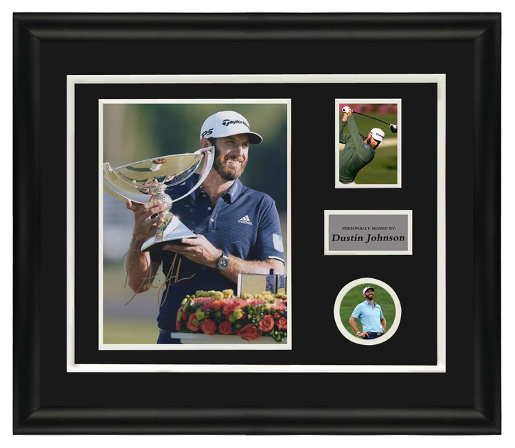 高尔夫球选手达斯汀约翰逊亲笔签名照片含证书裱框