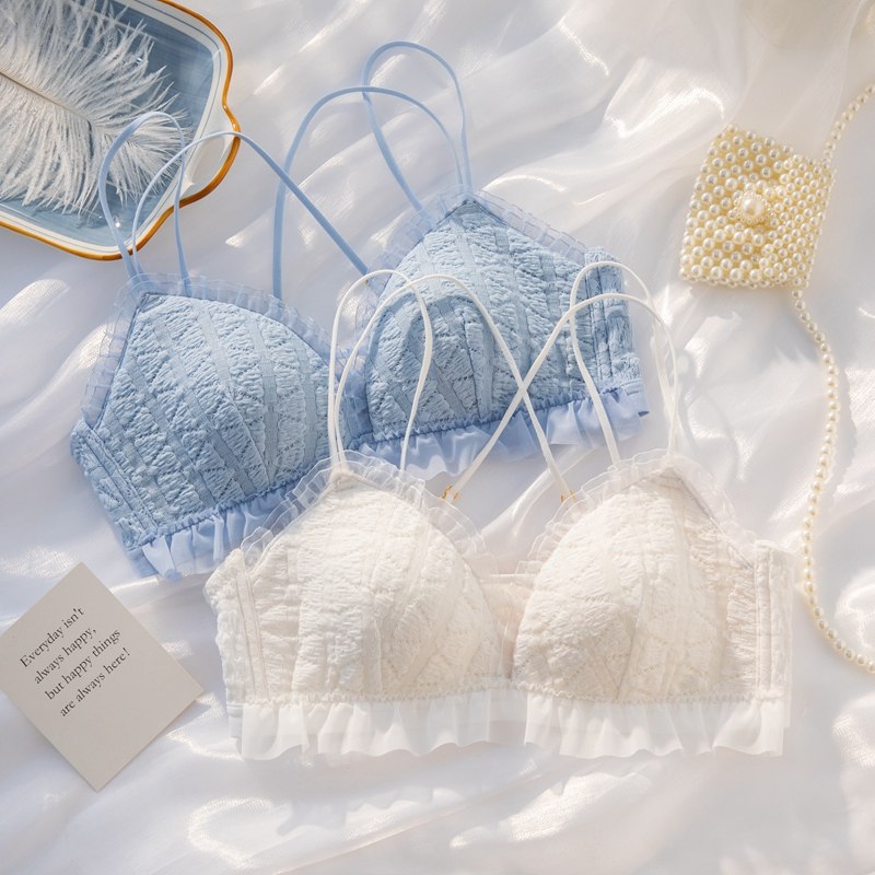 美背薄款内衣女小胸聚拢无钢圈收副乳少女学生纯欲文胸显胸小套装