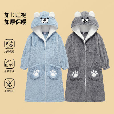 秋冬季儿童睡袍法兰绒加厚加长